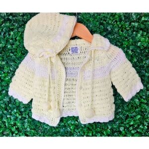 Bon Bon Vintage Baby Sweater with Bonnet
